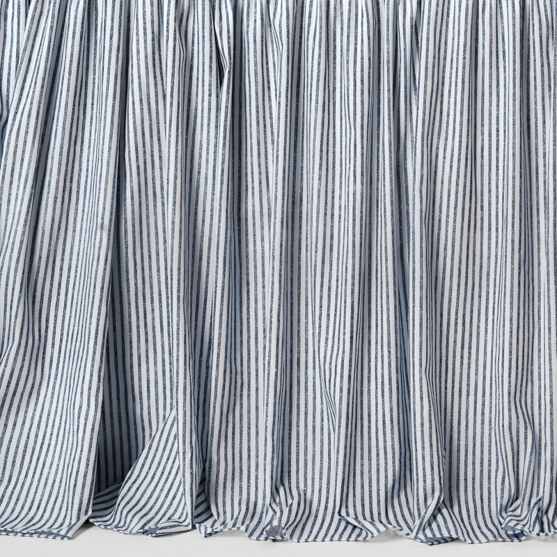 Navy Striped Ruffled Twin Bedspread Set for Girls