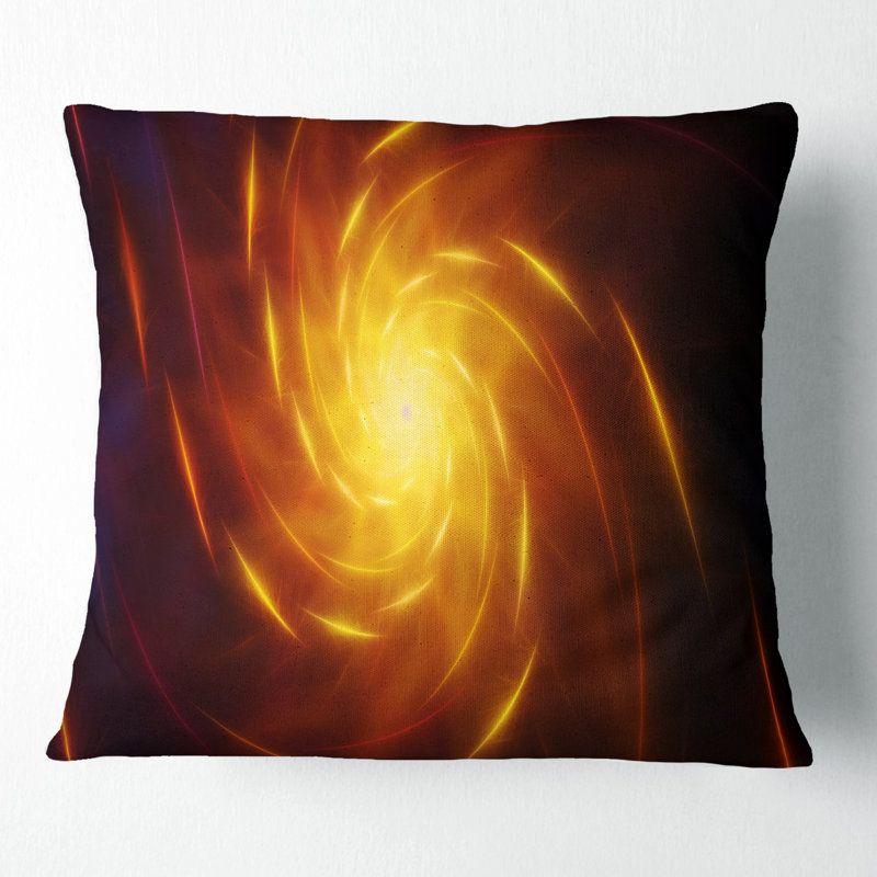 Coussin Whiller Fractal Spirals - Abstract, 16 po x 1 po, Jaune, Coussin décoratif