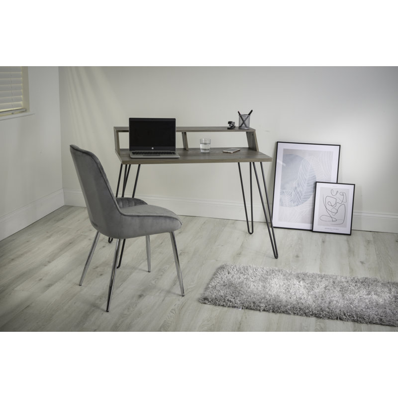 Frances Metal Base Writing Desk, Lime Washed