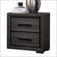 Table de chevet grise à 2 tiroirs et table de chevet bicolore avec garniture noire