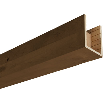 AmeriCraft Wood Resawn Beam, 3-Sided (U-Beam), 5 1/2"W x 3 1/2"H x 144"L, Jacobean Finish, Stain Grade Knotty Alder