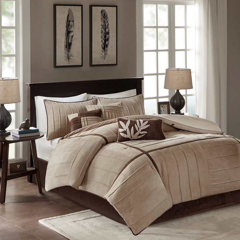 Édredon en faux suède 7 pièces beige - Coussin royal et coussins enchanteurs, Beige