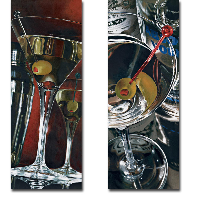 «Cocktail Hour and Martini Lounge», ensemble de 2 reproductions de photos sur toiles tendues