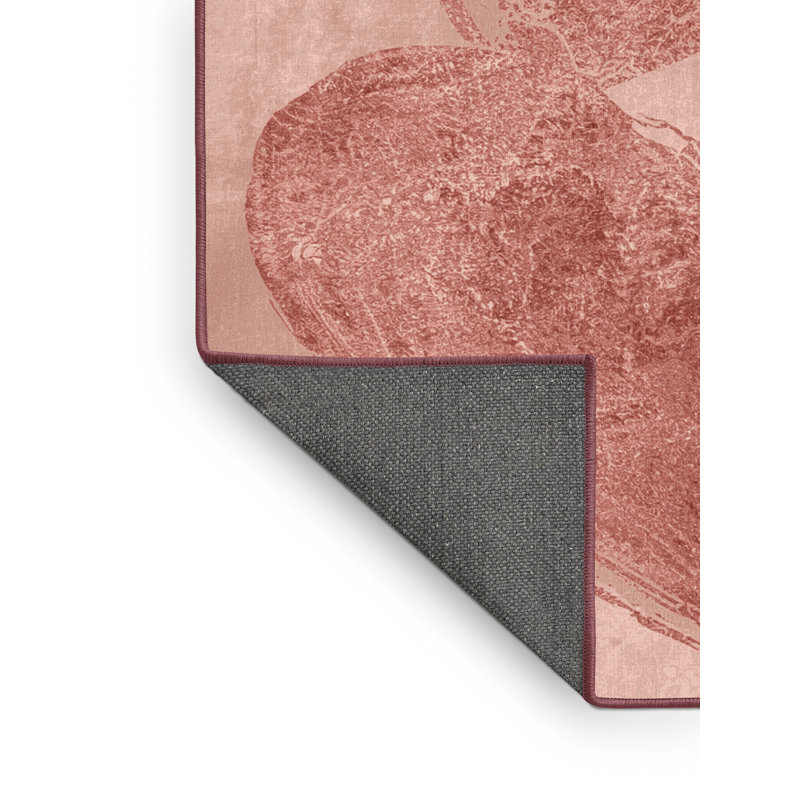 Soft Plush Filkins Valentines Modern & Contemporary Abstract Area Rug in Beige – Rose Binding, 8x10