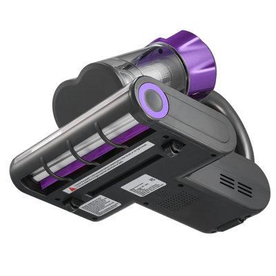 Aspirateur pour matelas, aspirateur de lit de 550 W avec aspiration puissante de 18 kpa et bac à poussière double, filtre HEPA et chauffage, éclairage ultrasonique et lumières de nettoyage, portatif pour lit, canapé, câblé, gris