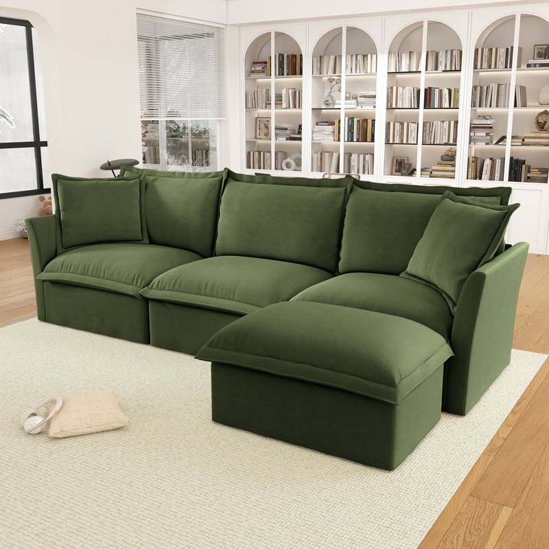 Grand canapé moderne et confortable, Chenille verte