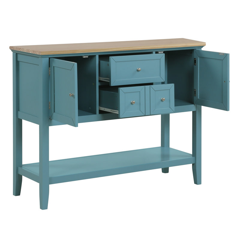 44"W ChicCraft Buffet Sideboard with Storage - Blue and Blonde, Blue/Natural