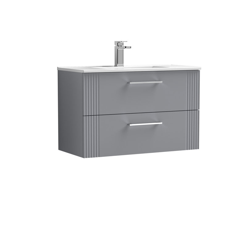 Deco 805mm Single Bathroom Vanity with Integrated Vitreous China Basin, Satin Gray