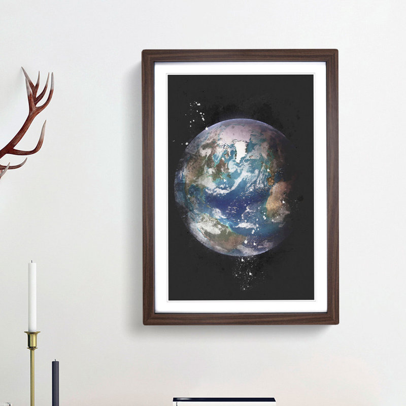 'Blue Marble of Planet Earth' - Picture Frame Graphic Art Print, 87cm H x 62cm W x 2cm D, Walnut Framed
