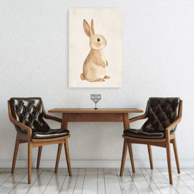 Doux aquarelle, lapin, minimaliste, forêt contemporaine, impression d'art mural