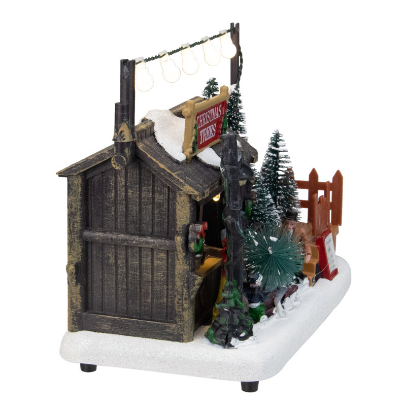 Présentoir de village de Noël illuminé à DEL 7 po