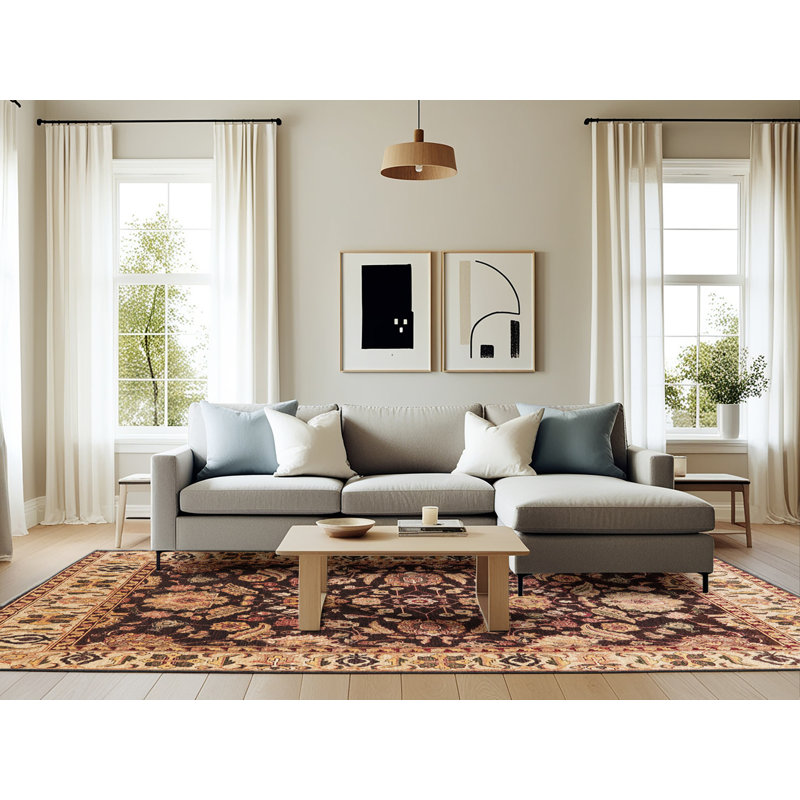 Tapis oriental beige / brun Midge, Rectangle 6 pi x 9 pi
