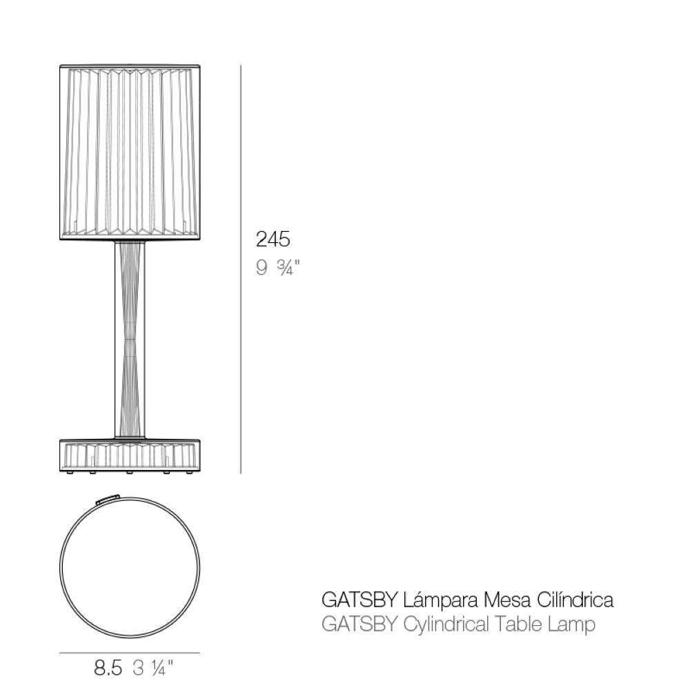 Vondom Gatsby Cylinder Table Lamp, Fume
