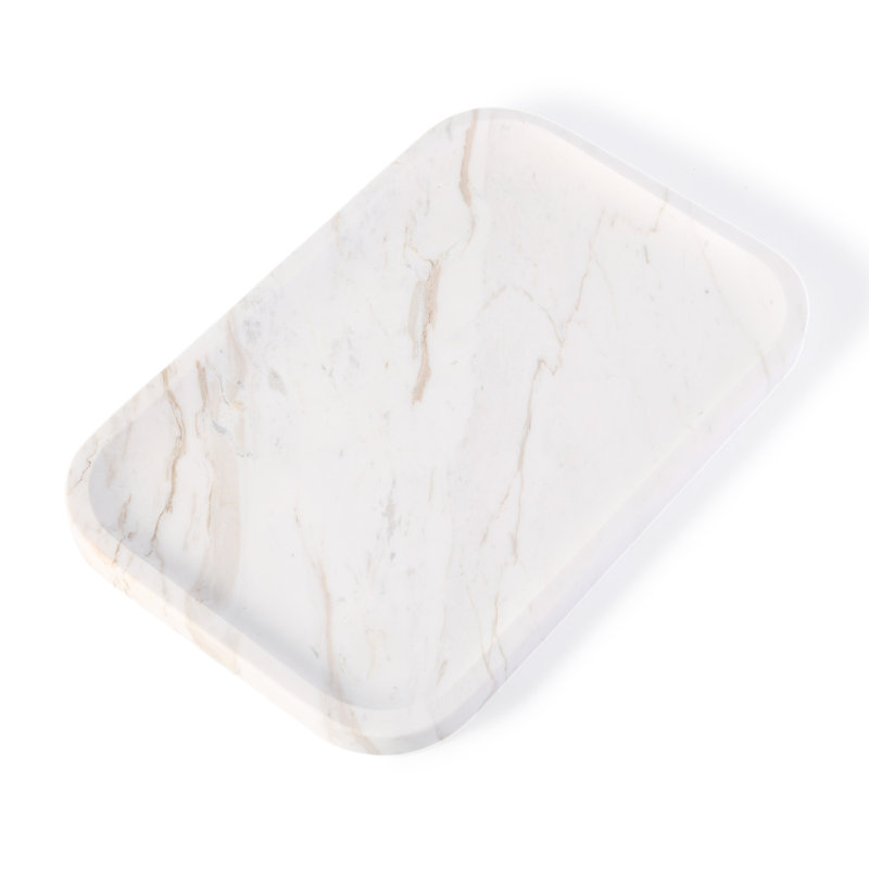 Guein Rectangle Natural Marble Tray,Volakas