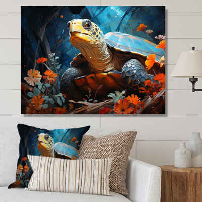 «Turtles Journey», collage floral sur toile