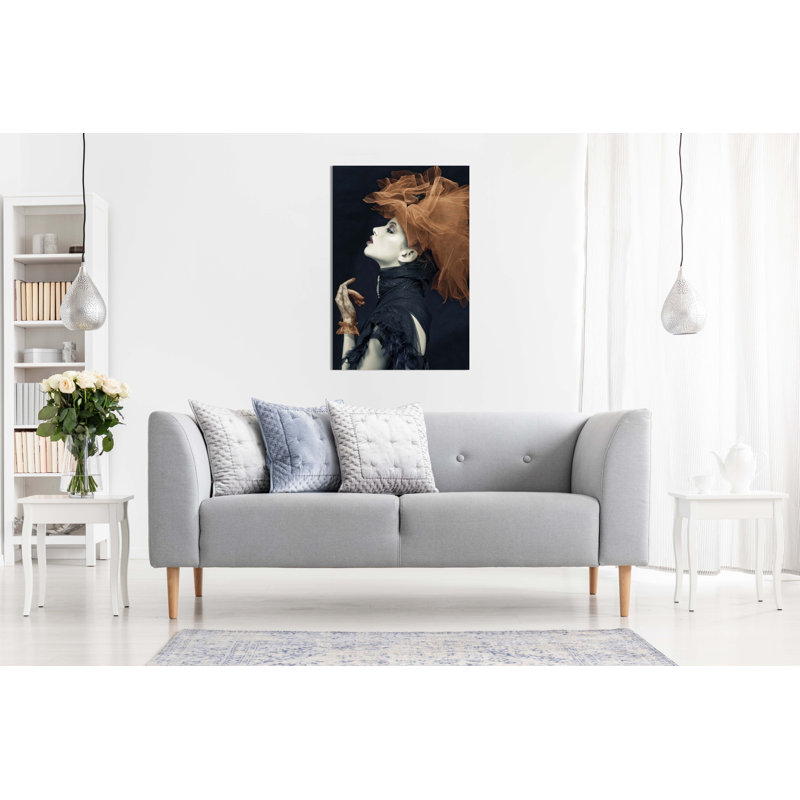 Panther Print Fine Art Prints Woman In Black Dress & Brown Tulle Portrait Artistic Framed Canvas Prints, Pictures For Home Walls, Bedroom, Living Room & Bathroom Decor - Wrapped Canvas Art Prints