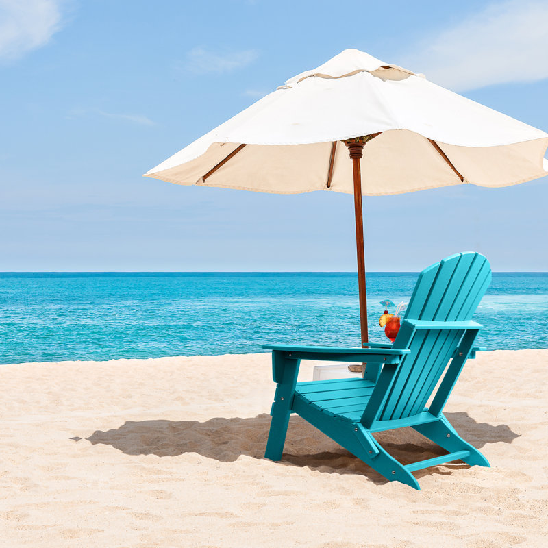 Chaise Adirondack pliante Uniopolis, Blanc / Bleu