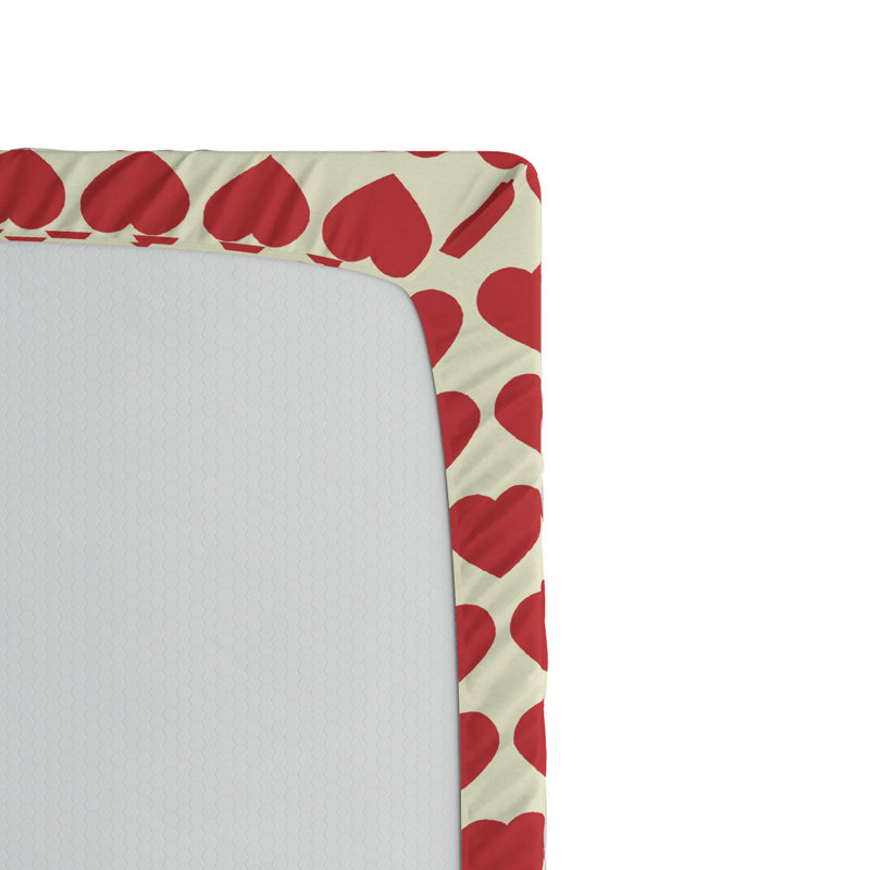 Microfiber Fitted Sheet, Queen Fitted Sheet, Wheat/Red, Heart 2