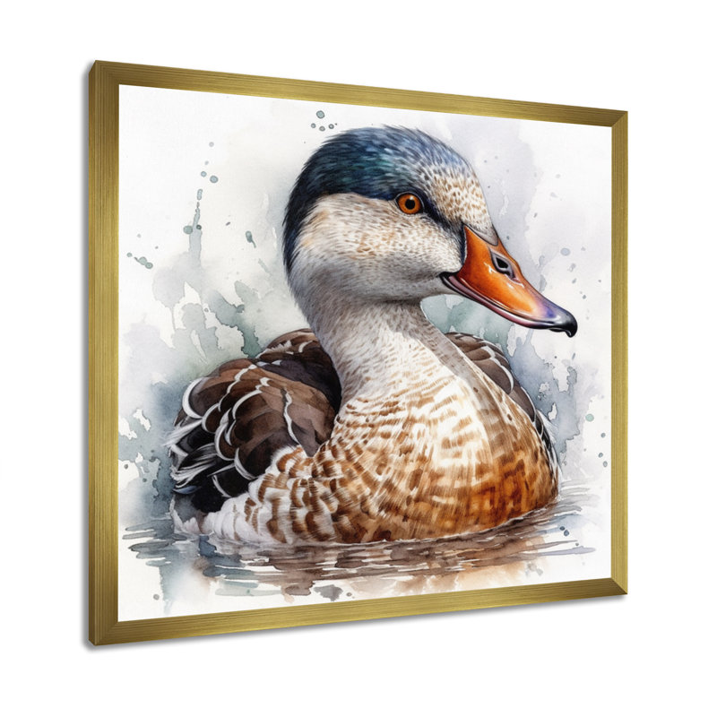 Magnifique, canard mâle I, reproduction d'art sur toile, Encadrement doré, H 36 po x l 36 po x P 1,5 po