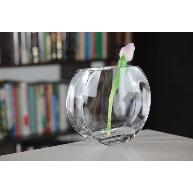 Glass - Vase - Round - Classic Clear - 9.25" Long - Heavy Durable  - Made in Europe - by Barski, Clear