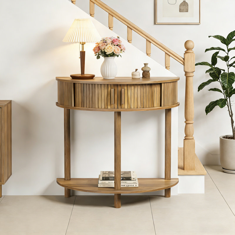 31.5" Height Grooved Half-Moon Console Table