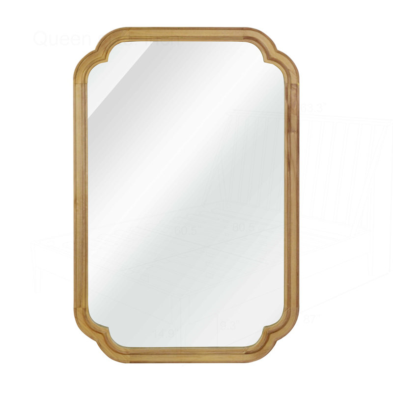 Miroir de coin 24 po x 36 po, Bois naturel