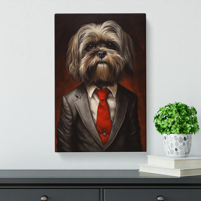 Shih Tzu in a Suit Painting No.2 - Wrapped Canvas