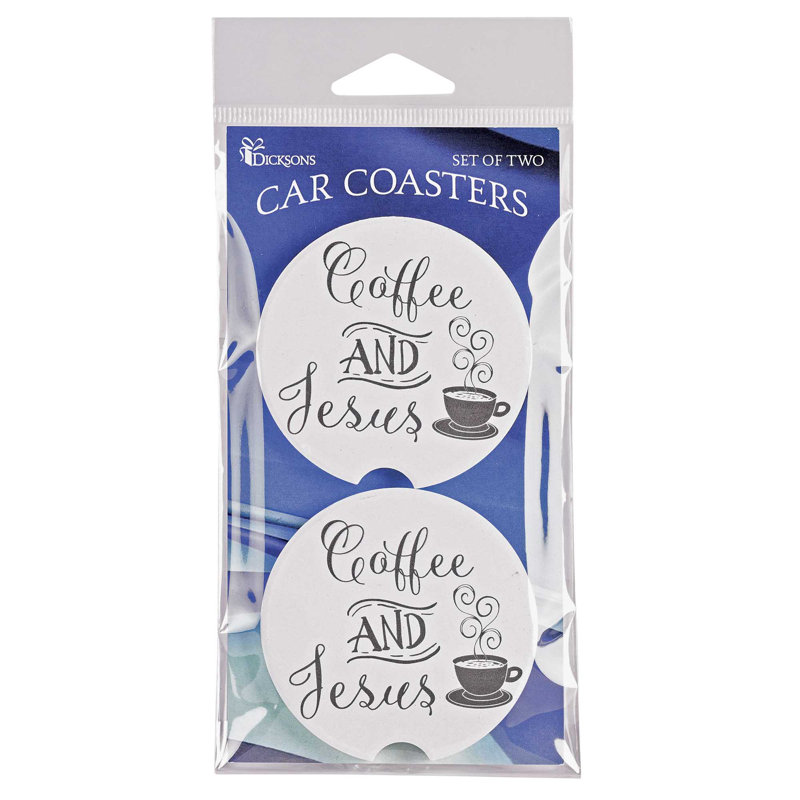 Ceramic Round 2 Piece Car Coaster Set