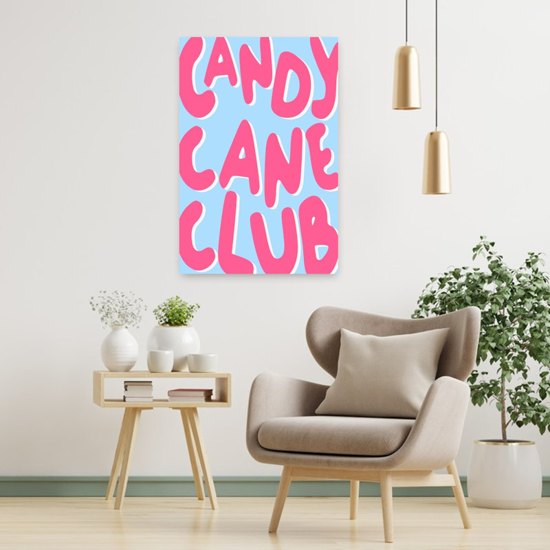 Candy Cane Club Bold Modern Playful Winter Wall Art Print by Karen Menzenbach - Wrapped Canvas Print, 91.44cm H x 60.96cm W