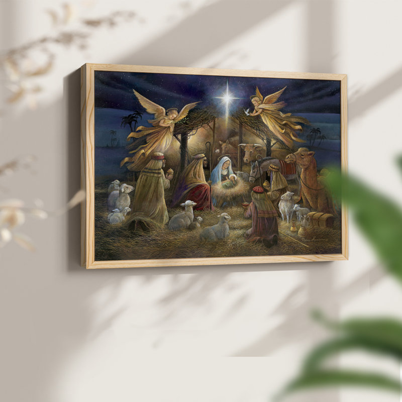 Crèche de Noël - Reproduction encadrée - Restickable, Naturel, H 16 po x l 20 po
