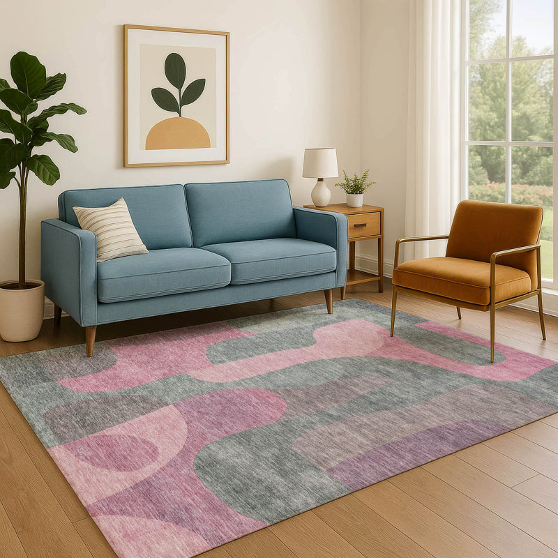 Premium Machine Washable Mayfield AMF1867 Abstract Rug, Rectangle 5' x 7'6"