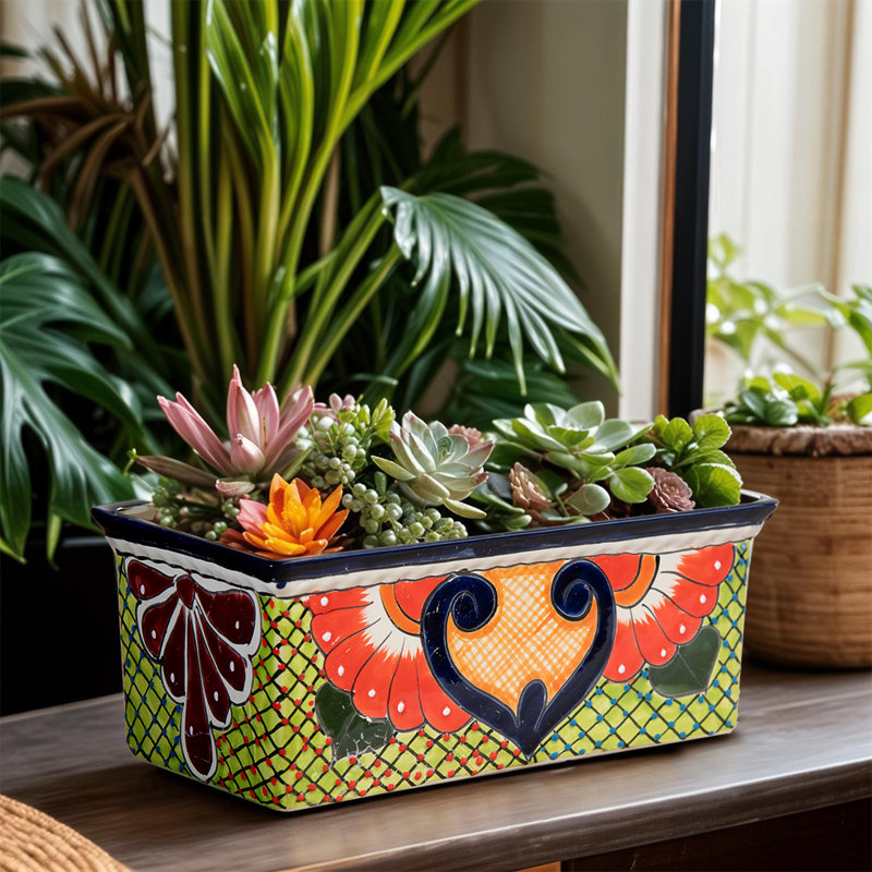Pot à fleurs rectangulaire Desert Bloom Talavera