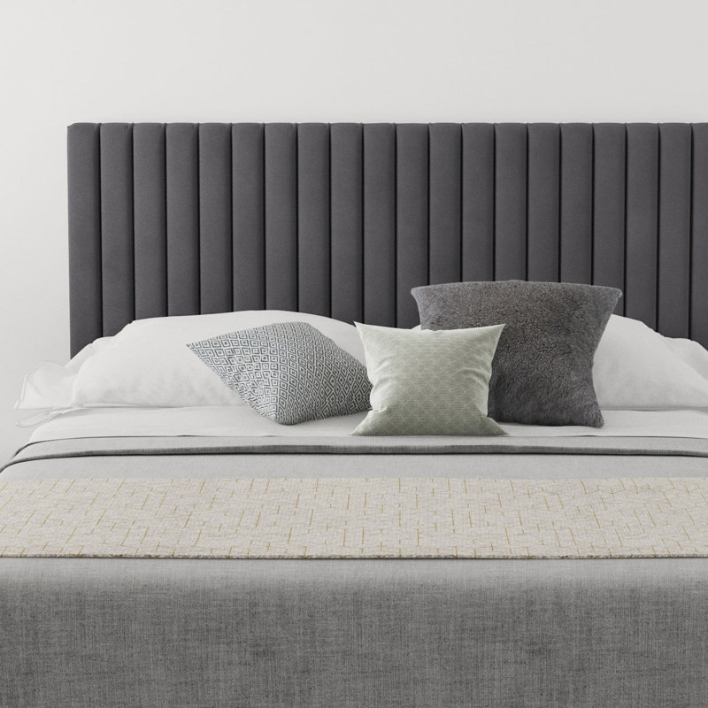 Hailey Upholstered Headboard, Double (4'6), Velvet Steel