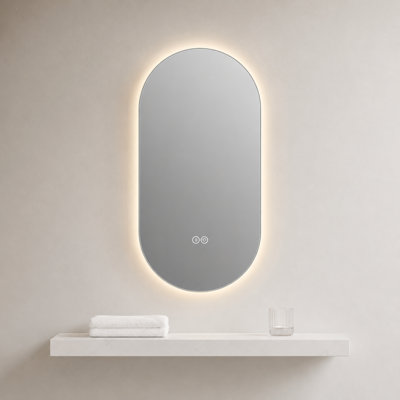 48" x 30" Oval LED Bathroom Mirror – Smart Wall Mounted Vanity Mirror with Anti-Fog for Bathroom, Barber Shop & Salon