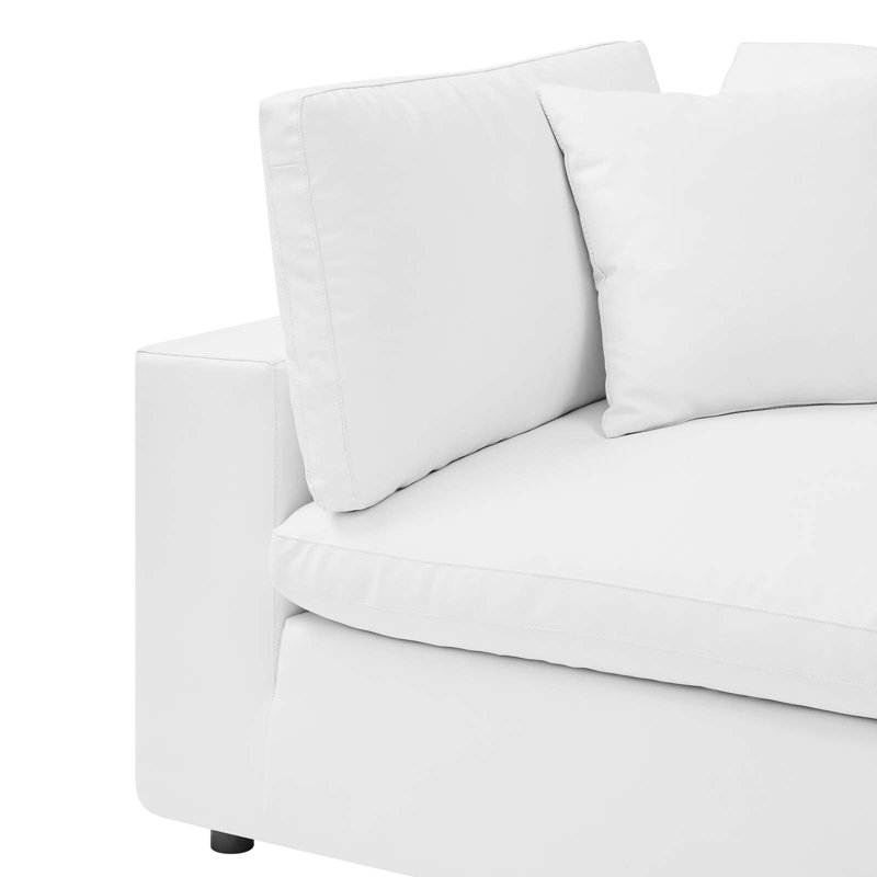 Chaise de coin en cuir Vegan, Similicuir blanc