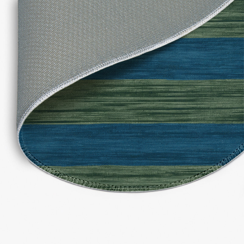 Tapis intérieur / extérieur bleu HorizontalStripes, Rond 5 pi