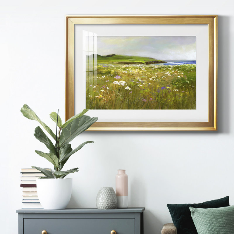 Montara Bluffs - Tableau encadré sous verre acrylique, grand format, idéal pour le salon, H 26,5 po x l 36,5 po x P 1 po, Or