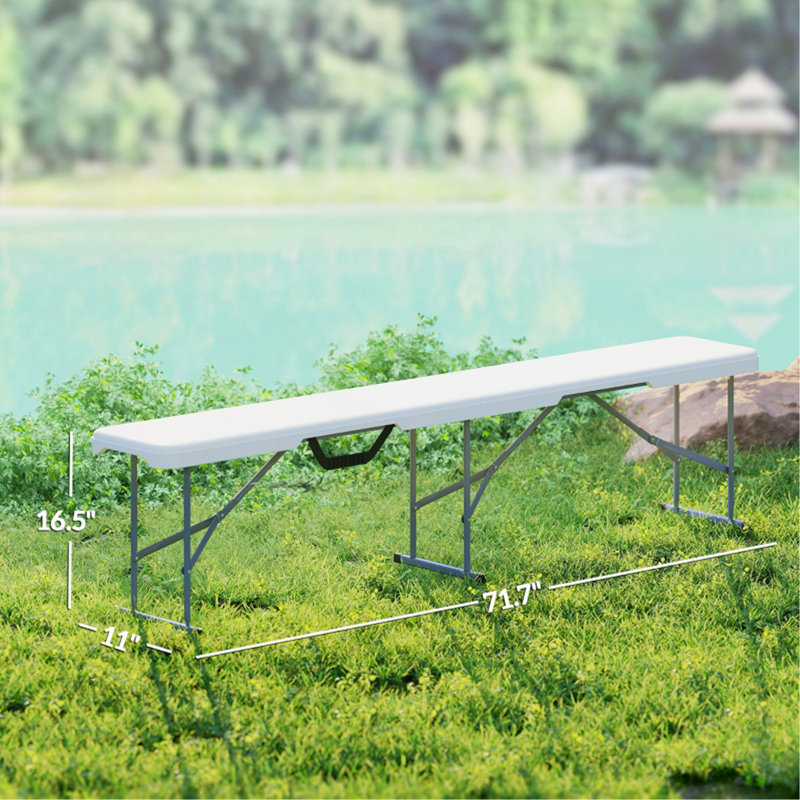 Ensemble de 2 bancs de camping pliables portatifs de 6 pi avec bancs pliables en plastique