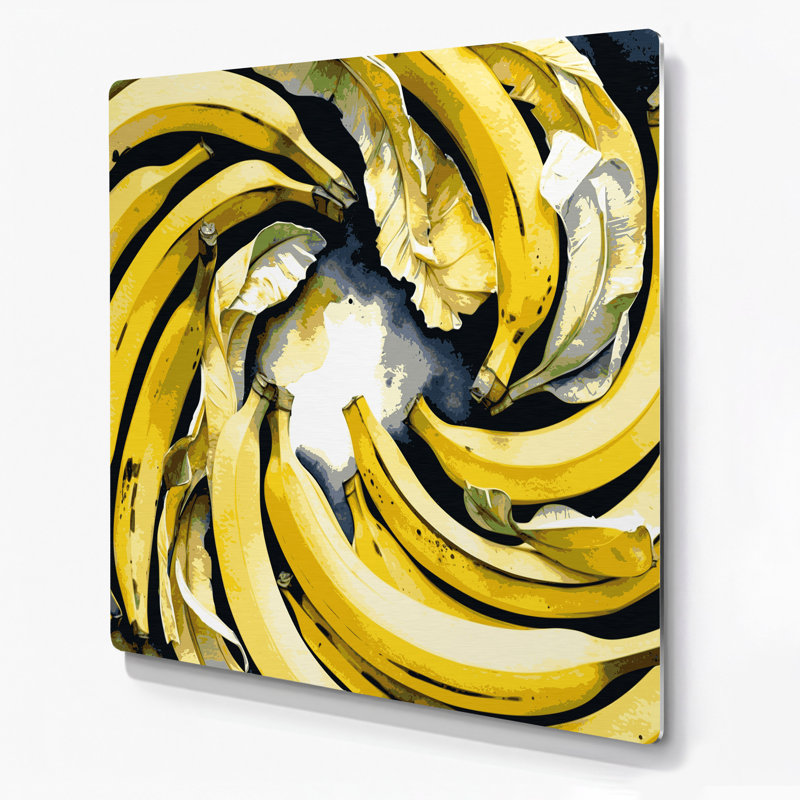 Fruit, banane brune, art mural en métal, H 8 po x l 8 po