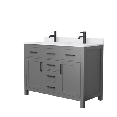 Beckett 48" Freestanding Double Bathroom Vanity with Cultured Marble Top