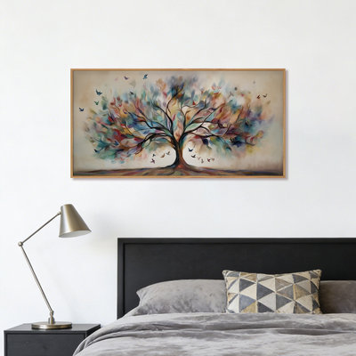 Large Boho Tree Of Life Canvas Wall Art, Abstract Colorful Tree Wall Decor Framed, Vibrant Tree Butterfly Artwork, Artistic Life Tree Home Decor For Bedroom Living Room Office Dining Room, 20x40 Inch Perfect For Art Enthusiast Gifts