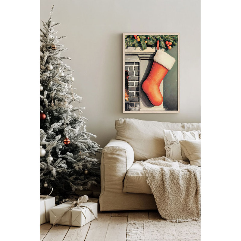 «Festive Christmas», peinture encadrée décorative de 13,0 po x 19,0 po | Cadre 100% bois massif (épaisseur: 0,8 pouce), œuvre d'art 100% MDF | Impression numérique pour des couleurs vives, décoration murale parfaite pour la maison et le bureau