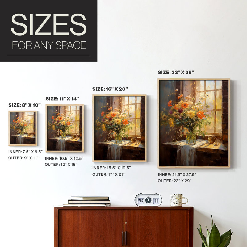 Reproduction encadrée FLORAL Series DCCLxxix - bois massif, Naturel, H 15 po x l 12 po