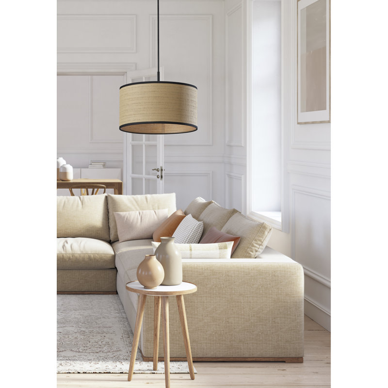 Grand luminaire suspendu Kinnear, Noir, Naturel/noir