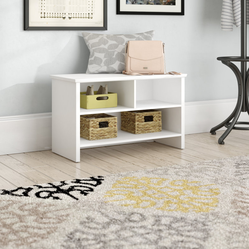 Emelie Wood Shoe Storage Cubby Bench