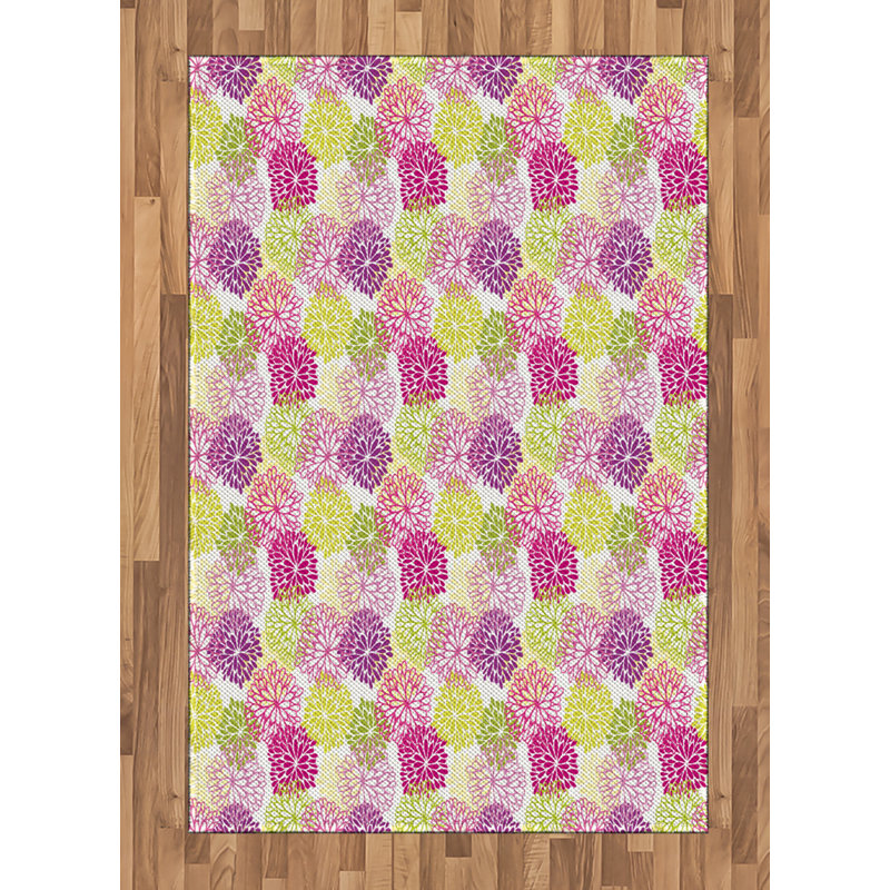 Floral High Density Long Fiber Poly Threads Decorative Area Rug Carpet, Rectangle 4' x 5'8"