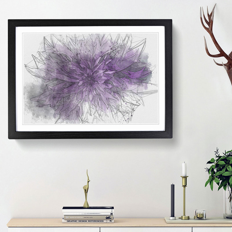 Striking Purple Flower in Abstract - Framed Print, 27cm H x 36cm W x 2cm D, Black Framed