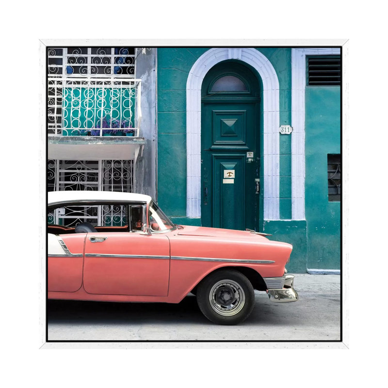 Classic Car In Havana by Philippe Hugonnard - Print on Canvas, White Framed, 66.04 cm H x 66.04 cm W