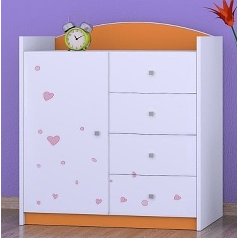 Nicollet Kids 4 - Drawer Combo Dresser, Orange