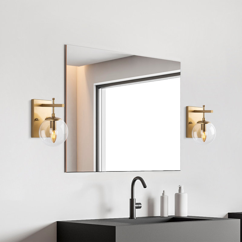 Gold Wall Lamp with Metal Body & Glass Cap, 5.9 x 7.9 x 5.9 inches | E14 Socket, Max 40W | Elegant Scandinavian Design, IP20 Rated | Perfect for Glam Home Decor & Hotel Ambiance